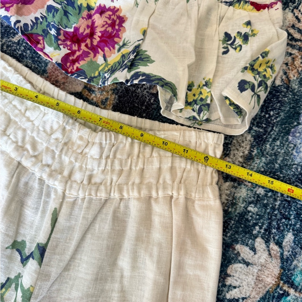 Anthropologie the Somerset Floral Linen Top & Wide Leg Pull On Pants Set - Picture 7 of 11